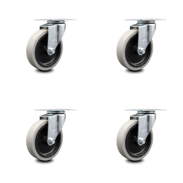 4 Inch Thermoplastic Wheel Top Plate Caster, 4PK